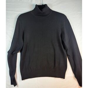 Spenser Jeremy Womens Black Silk Blend Turtleneck Sweater Size M Stretch Knit